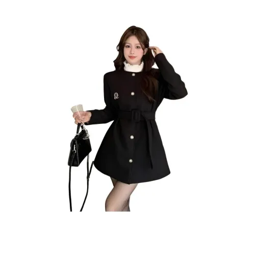 PZHK Черное пальто женское пальто