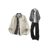 Бежевый + Черный Рубашка + Черные Штаны