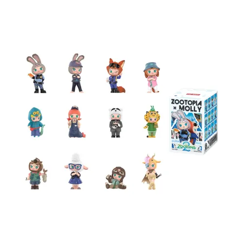 POP MART Molly × Zootopia Коллаборация Коллекция Слепые коробки Один Mystery Коробка Целая коробка 12 шт