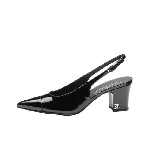 CHANEL Грубый каблук Высокие каблуки 6,5 см Женские Черный