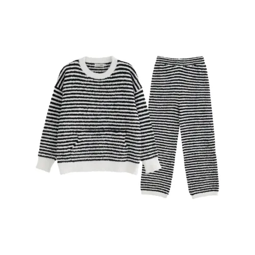 Meter Черно-белые полосы Женские Пижамные комплекты