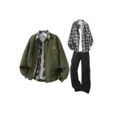 Армейский зеленый + черный, рубашка, черные штаны