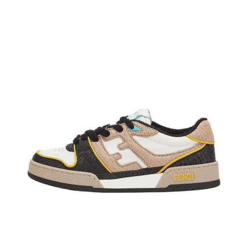 FENDI Match Low Топ Скейтборд Кроссовки Женские Бежево-Черные