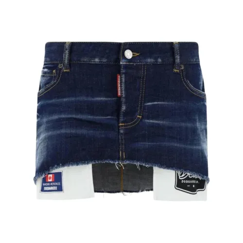 DSQUARED 2 Темный Clean Wash Деним Юбка Повседневная Короткая Юбка Женская Синяя