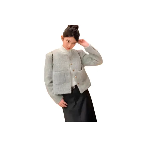 PZHK Серый Женский Короткий Пальто