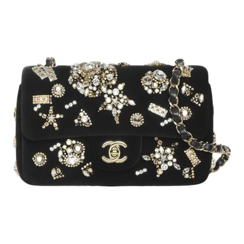 CHANEL Вельветовая сумка через плечо Mini Женская Черная