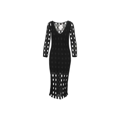 PINKO Длинное платье с длинными рукавами женское черное
