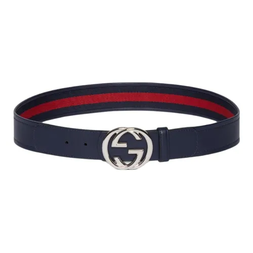 GUCCI Кожаные ремни Мужской Синий Красный Ширина 3,8 см