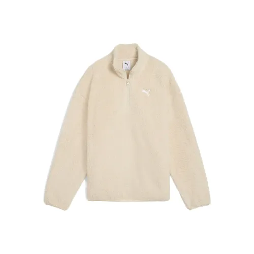 PUMA Essentials Elevated Comfort Полузастежка CREW SWEAT Женские Бархат feel Пальто Женские