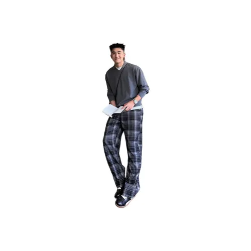 TR Черный Серый Клетка Унисекс Повседневные Штаны