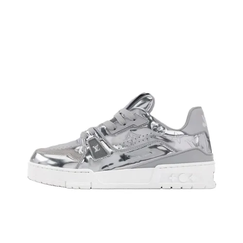 LOUIS VUITTON Кроссовки для скейтбординга Trainer Low Топ Женские Серебряные