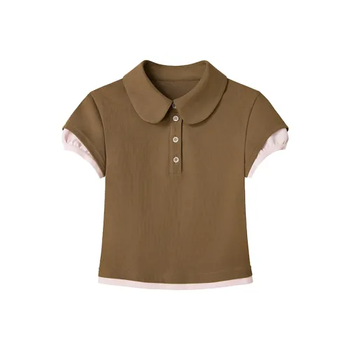 UENA Коричневый пятнистый женский короткий топ