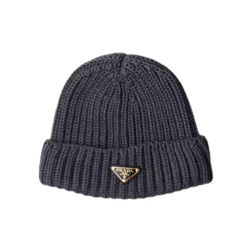 PRADA Новая шерсть Шапки-бини Унисекс Темно-сланцево-серый