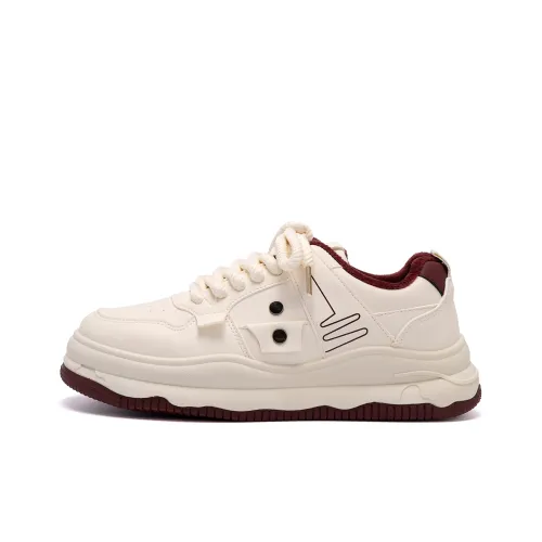 HUANQIU Термическое покрытие Легкий Низкий топ Скейтборд Кроссовки Мужские Бежевый Бордовый