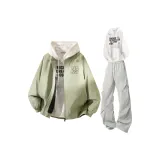 Горох Зеленый+Белый Свитшот+Светло-Серые Штаны