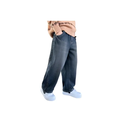 ЮЙЧЖАОЛИНЬ Синий Серый Флис С подкладкой MF1035 Школьный возраст Джинсы