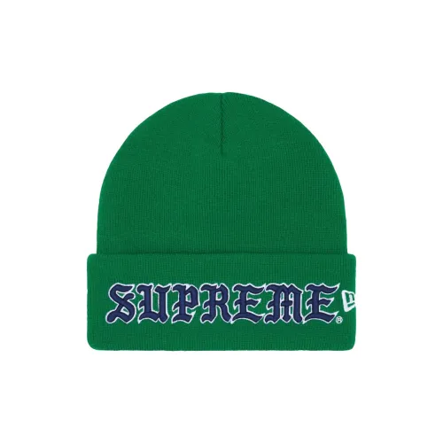 Supreme x New Era Акриловые шапки-бини Унисекс Зеленый Белый Красный Светло-синий Черный