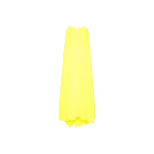 Oscar De La Renta SS24 Без рукавов Платье Женское Флуоресцентный Желтый