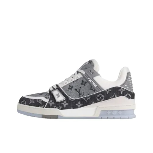 LOUIS VUITTON Тренер Low Топ Скейтборд Кроссовки Унисекс Черный Белый