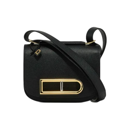 Delvau Lingot с текстурой Телячья кожа Сумка через плечо Маленькая Женская Матовый Черный