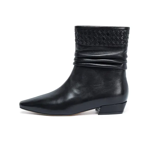 ELLE Грубый каблук Тонкий Ботинки SLOUCHY Ботинки Женские 2025 Женские Ботинки