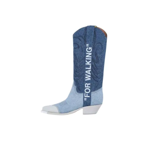 Off Белый деним Для прогулок Ботильоны 5 см Женские Синий