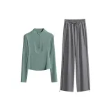 Комплект одежды (Зеленая длинная рукавная футболка + Серые штаны)