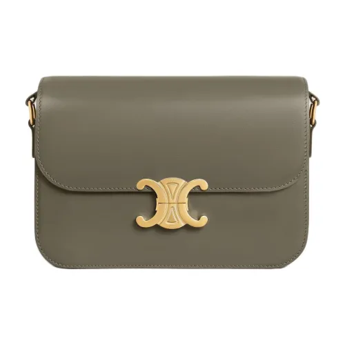 CELINE Triomphe Телячья кожа Сумка через плечо Женская Золото Хаки