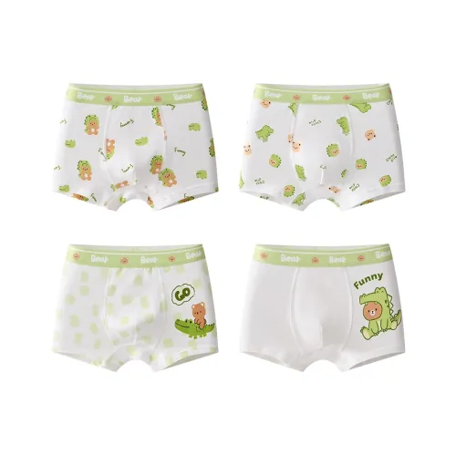 Хлопок 4 пачки Белый + Экрю + Зеленый + Светло-зеленый Kids трусы