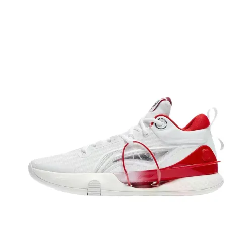 Лайнер Амортизация Износостойкие Низкие Баскетбольные Кроссовки Мужские Белый Красный