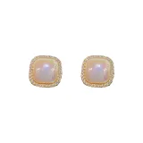 Циркон Белый Квадратный Жемчужный (Утолщенный Реальное Золото Гальваническое)