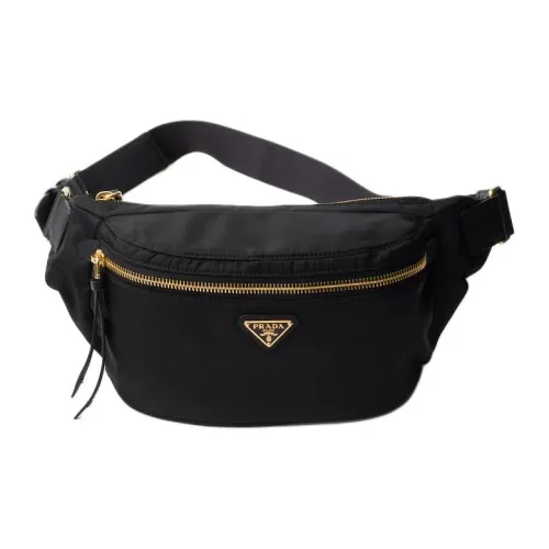 PRADA SaffianoRe Nylon Бананка Унисекс Черный