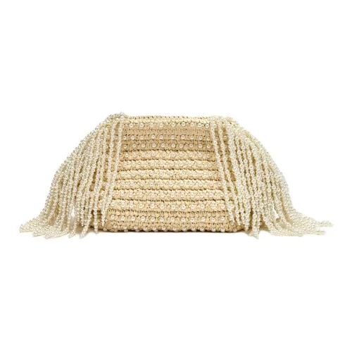 Self Portrait Raffia Clutch Women's Beige