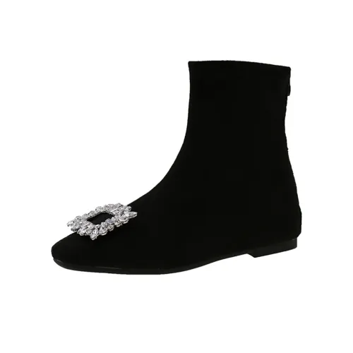 Dragon Dance Мода Одежда Ботильоны Замша Низкий Каблук Женские Осенние Зимние Универсальные Короткие Эластичные Тонкие Ботинки