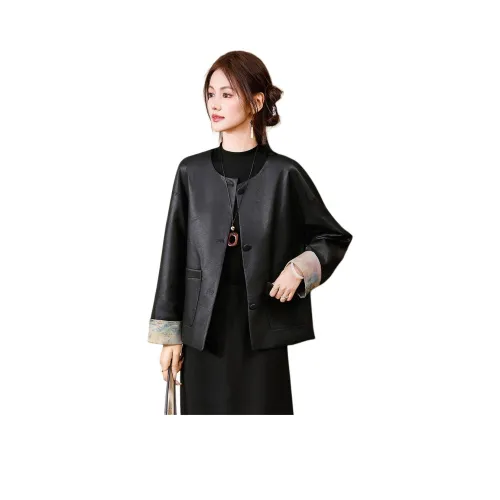 Mu Xiao Xin Черный С подарками MU Xiaoxin Бренд Наклеенный Женские Куртки