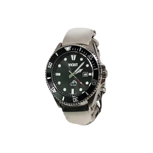 Vickit Кварцевый механизм ремешок из нержавеющей стали унисекс черный циферблат