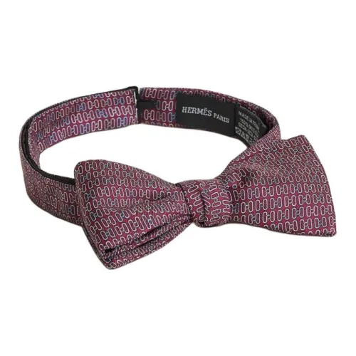 HERMES Шелковый бант Мужской Бордовый Белый