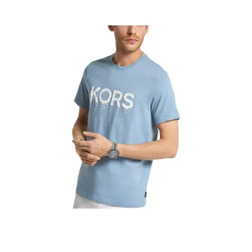MICHAEL KORS FW23 Graphic Logo Хлопок T-Рубашка T-Рубашка Мужская Синяя