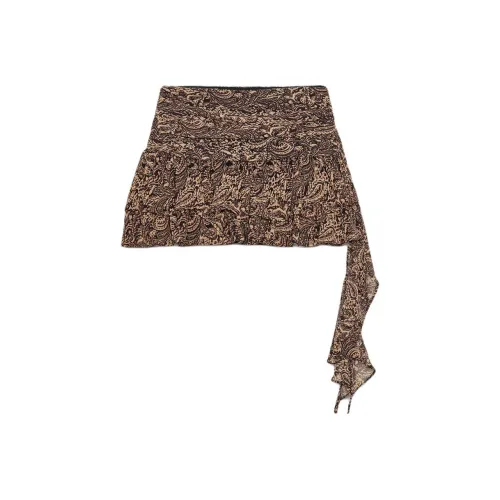 ZARA Леопардовый принт Коричнево-желтый Женские Повседневные шорты