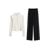 Комплект одежды (Светлый абрикос с длинным рукавом + Черные штаны)