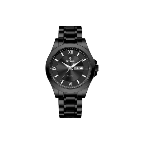 NAVIGARE Кварцевый механизм стальной ремешок мужские часы черный циферблат
