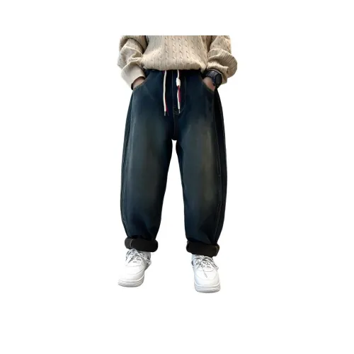 ЮЙЧЖАОЛИНЬ Синий Серый Флис С подкладкой MF1031 Школьный возраст Джинсы