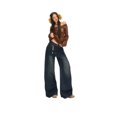 BELOVED STARRY Темно-синий синий женские джинсы