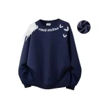 Темно-синий синий с флисовой подкладкой [высококачественный 100% хлопок]