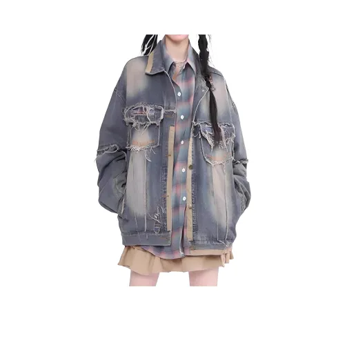 REXSHION Винтажный синий унисекс джинсовые куртки