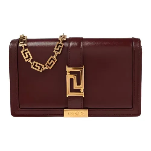 VERSACE Greca Goddess Телячья кожа Сумка через плечо Мини Женская Бургунди