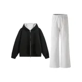 Чёрный топ + белые серые штаны Фотиния