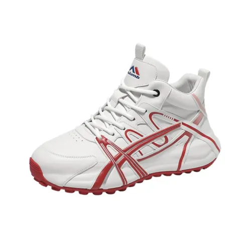 KOLUMB Легкий визуально увеличивает рост MID Топ Повседневная обувь Мужской Белый Красный