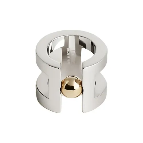 HERMES Палладий Покрытый Латунь Шелк Шарф Кольца Женские Палладий Серый Медный LIKE