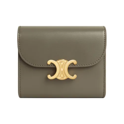 CELINE Triomphe Телячья кожа Кошелек Маленький Женский Хаки